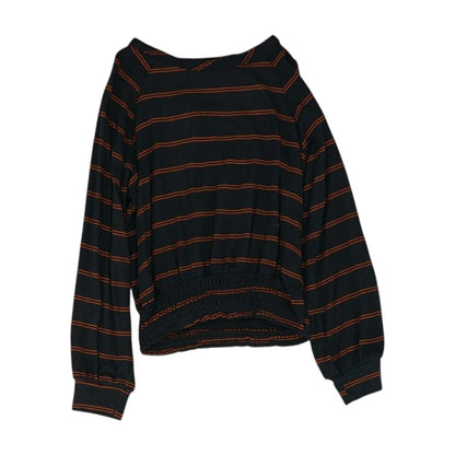Navy Striped Crewneck Knit Top