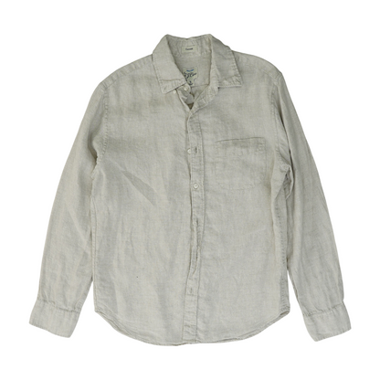 Beige Solid Long Sleeve Button Down
