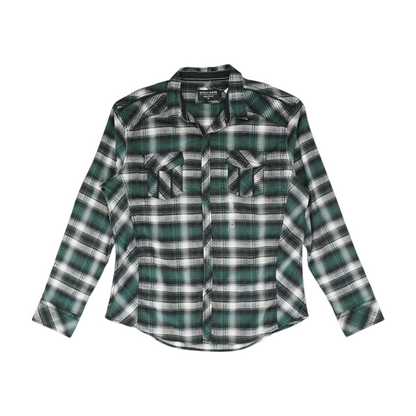 Green Plaid Long Sleeve Button Down