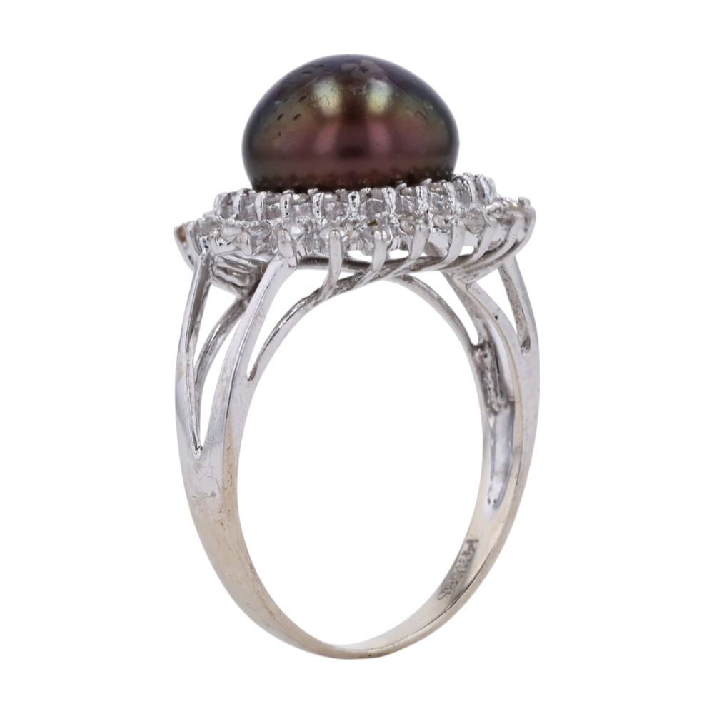 14K White Gold Cultured Pearl Fashion Ring