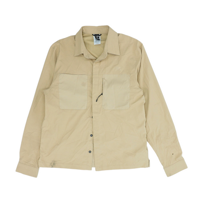 Beige Solid Outdoor Button Down