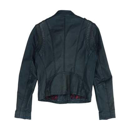 Black Solid Leather Jacket