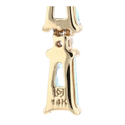 3 1/8 ctw 14K Yellow Gold Blue Topaz Drop Earrings