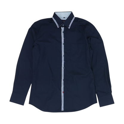 Navy Solid Long Sleeve Button Down