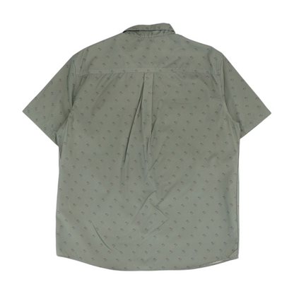 Green Print Short Sleeve Button Down