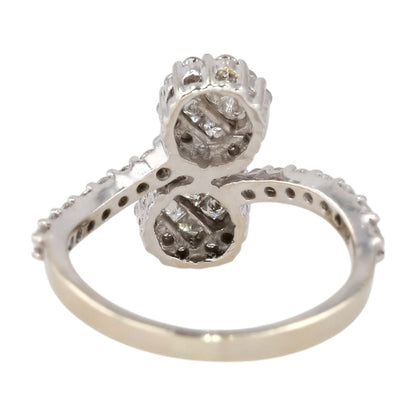 1/2 Ct 14K White Gold Round And Square Diamond Accent Bypass Band