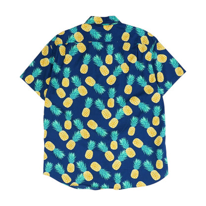 Navy Print Short Sleeve Button Down