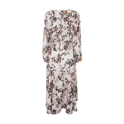 Beige Animal Print Midi Dress