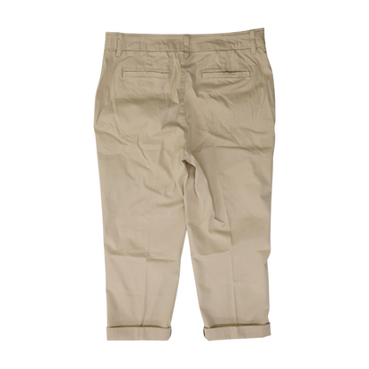 Beige Solid Chino Capris
