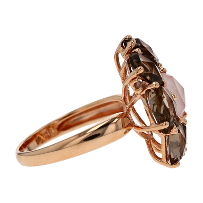 5 3/8 ctw 14K Rose Gold Rose Quartz Statement Ring