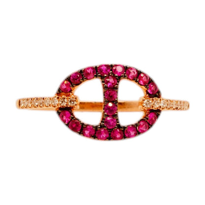 14K Rose Gold Ruby And Diamond Mariner Link Band