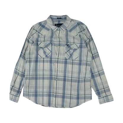 White Plaid Long Sleeve Button Down