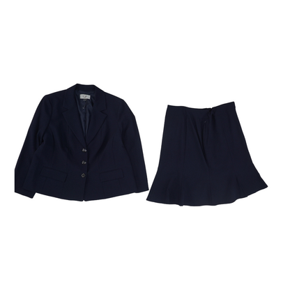 Navy Plus Solid Skirt Suit