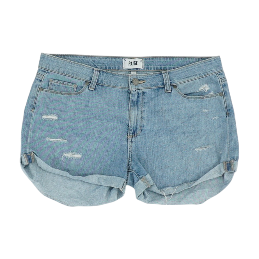 Blue Solid Denim Shorts