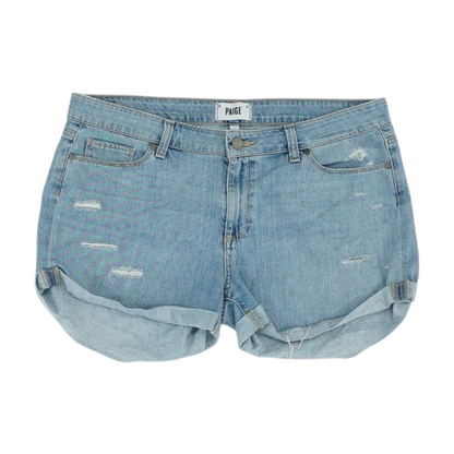 Blue Solid Denim Shorts