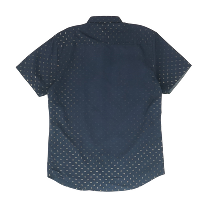 Navy Polka Dot Short Sleeve Button Down
