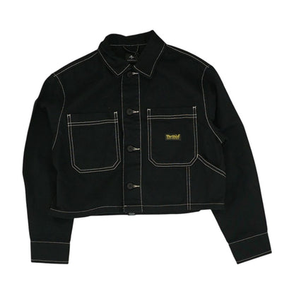 Black Solid Denim Jacket