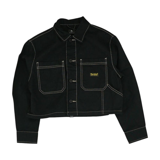Black Solid Denim Jacket