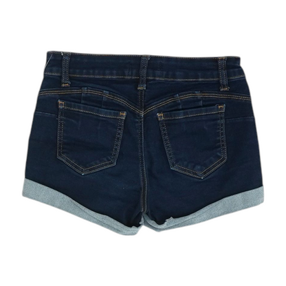 Navy Solid Denim Shorts