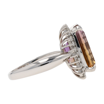 9 5/8 ctw Platinum Ametrine Statement Ring