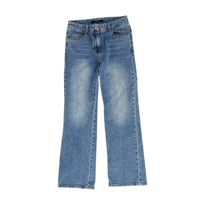 Blue High Rise Straight Leg Jeans