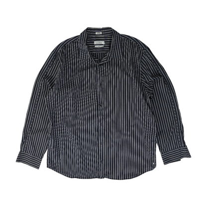 Navy Striped Long Sleeve Button Down