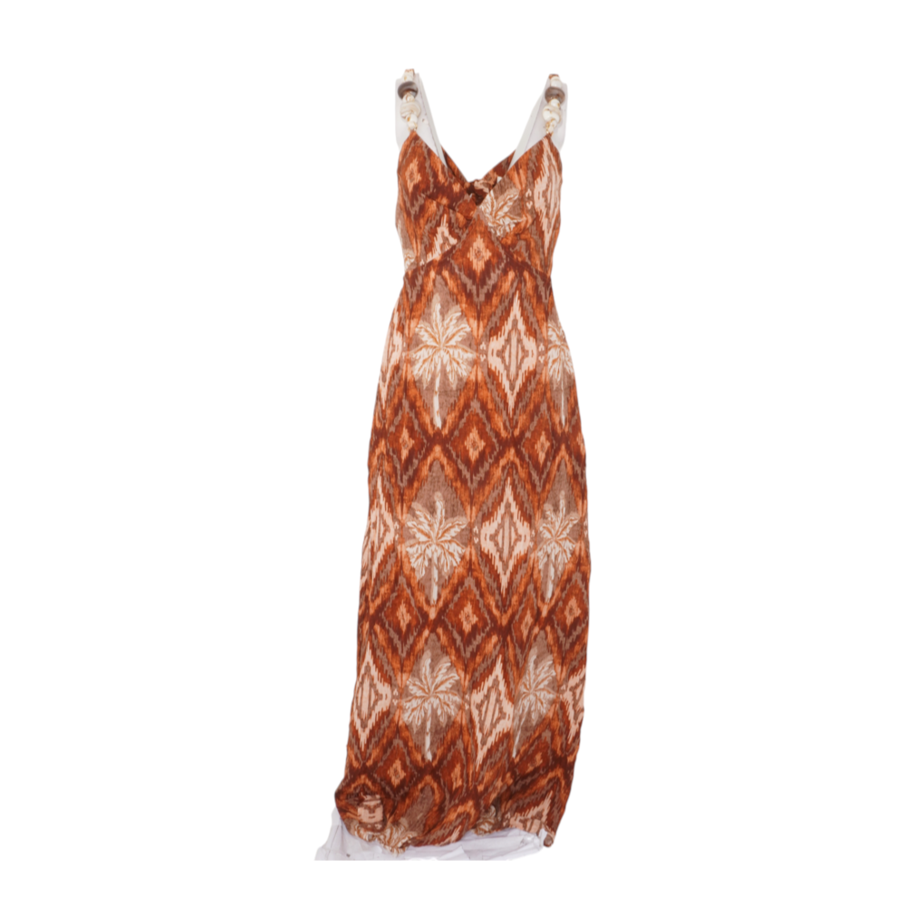 Brown Geometric Maxi Dress