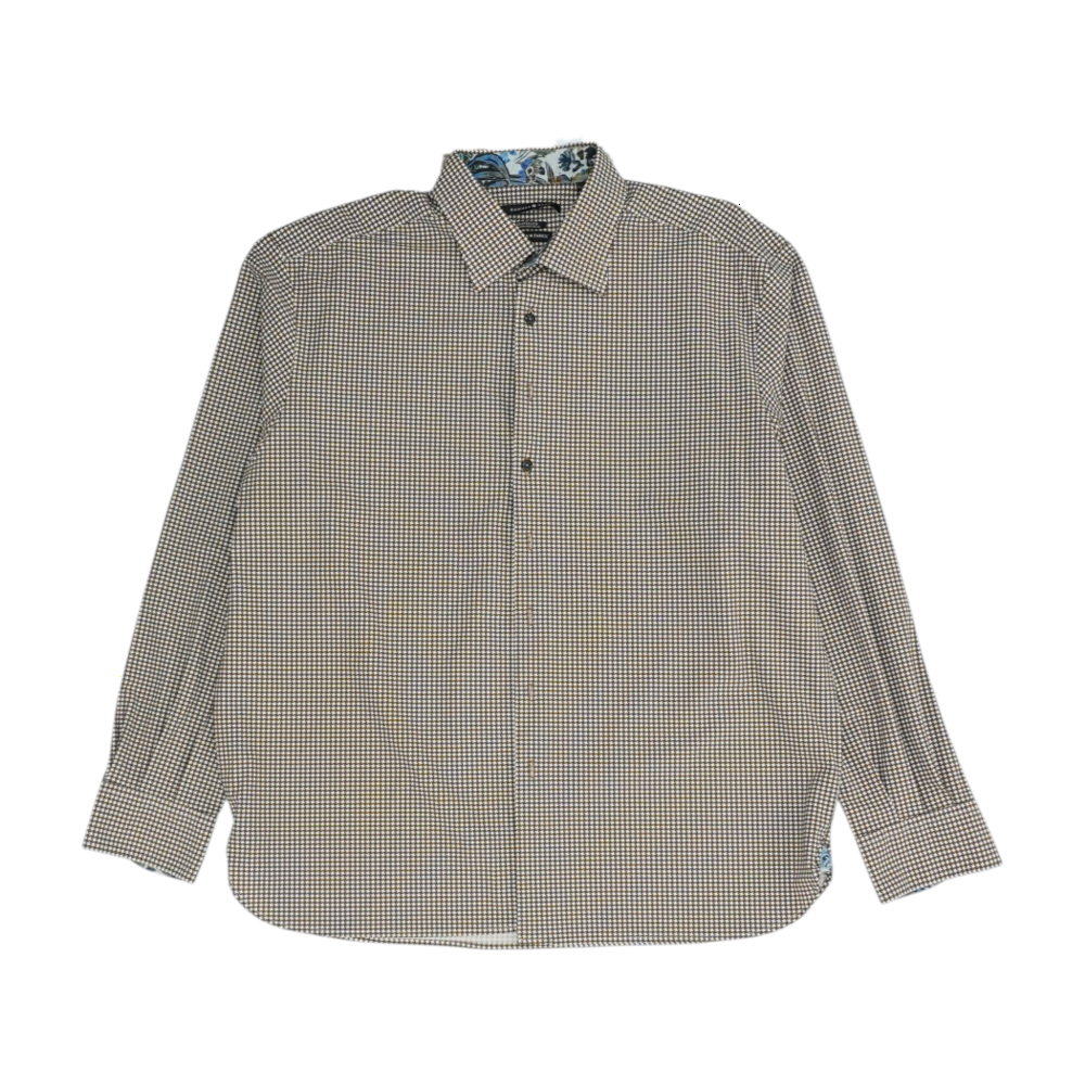 Brown Houndstooth Long Sleeve Button Down
