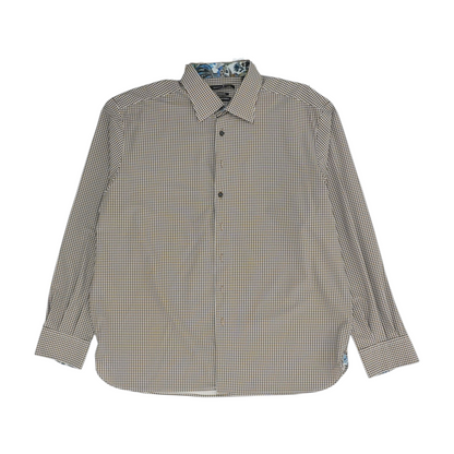Brown Houndstooth Long Sleeve Button Down