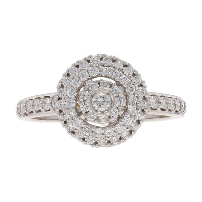 14K White Gold Diamond Triple Halo And Shank Engagement Ring