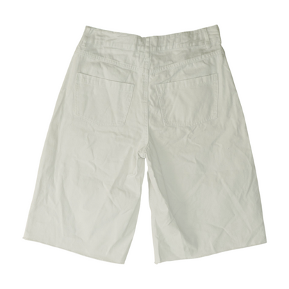 White Solid Denim Shorts