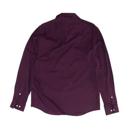 Deep Purple Solid Long Sleeve Button Down