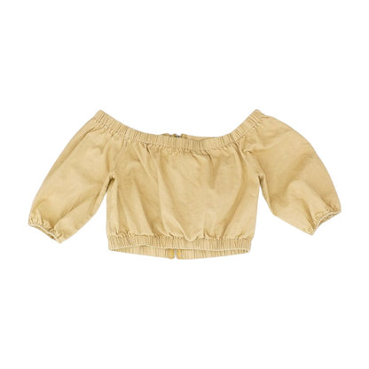 Tan Solid 3/4 Sleeve Blouse