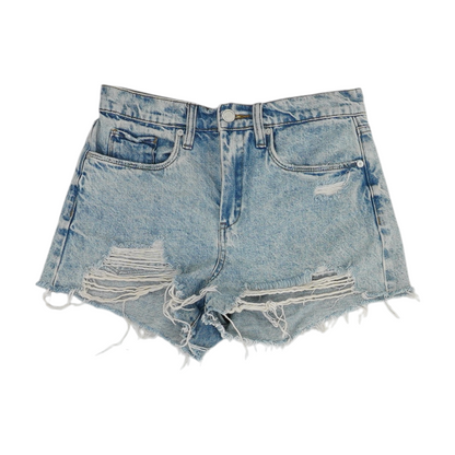 Blue Solid Denim Shorts
