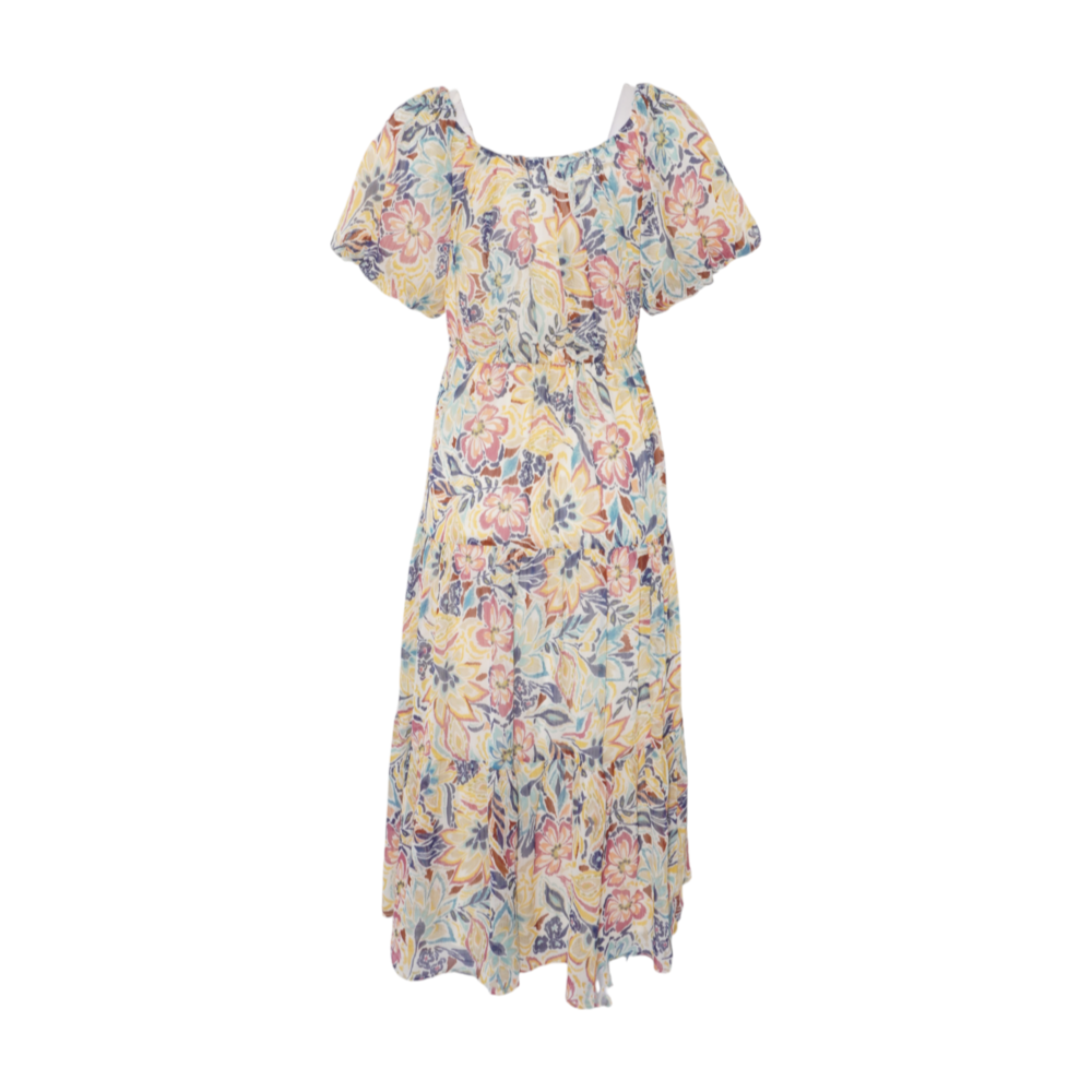 Cream Floral Midi Dress