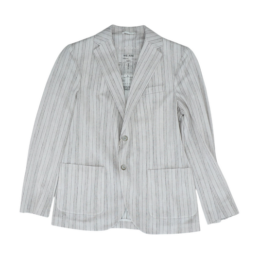 Beige Striped Linen Easy Coat