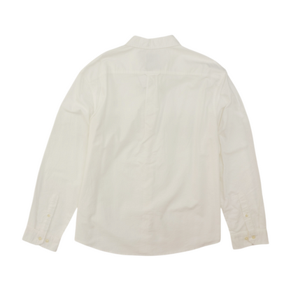 White Solid Long Sleeve Button Down