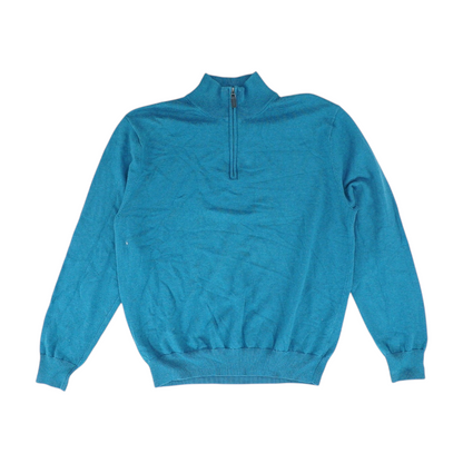 Blue Solid 1/4 Zip Sweater