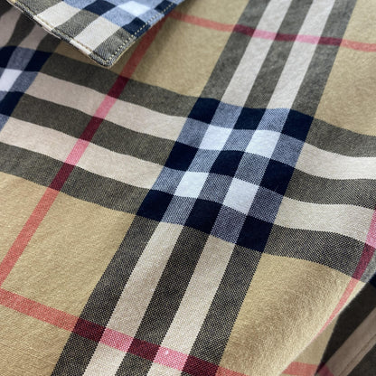 Vintage Check Cotton Tie-Waist Shirt Dress