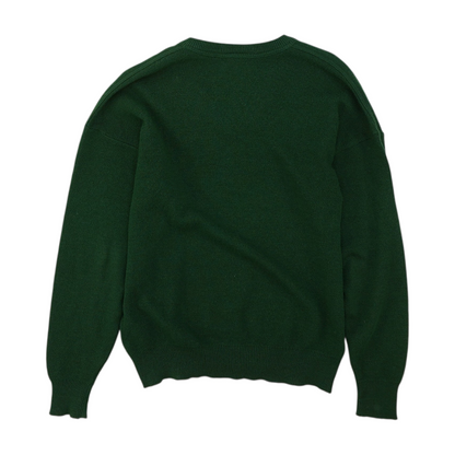 Vintage Green Solid Pullover Sweater