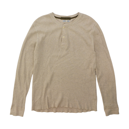 Beige Solid Henley T-Shirt