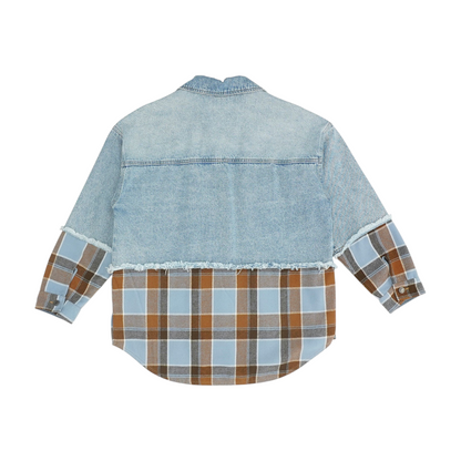 Blue Solid Denim Jacket