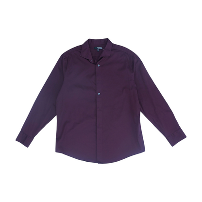 Maroon Solid Long Sleeve Button Down