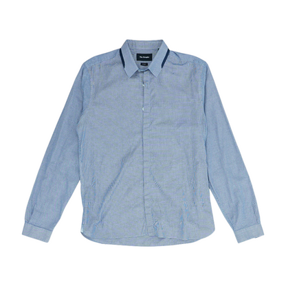 Navy Geometric Long Sleeve Button Down