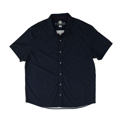 Navy Polka Dot Short Sleeve Button Down