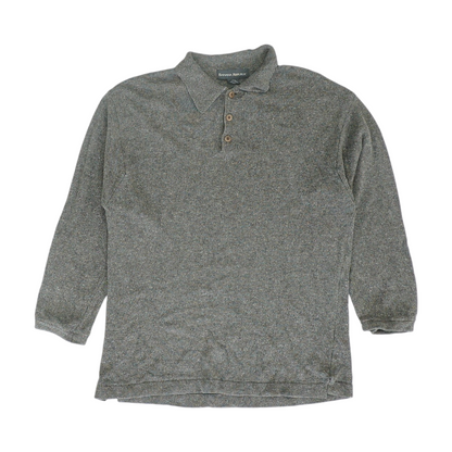Gray Solid Long Sleeve Polo