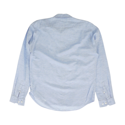 Blue Solid Long Sleeve Button Down