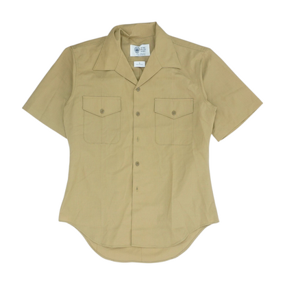 Khaki Solid Short Sleeve Button Down