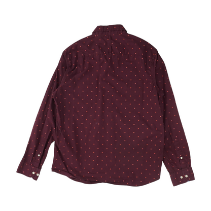 Maroon Graphic Long Sleeve Button Down