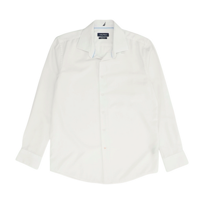 White Solid Long Sleeve Button Down
